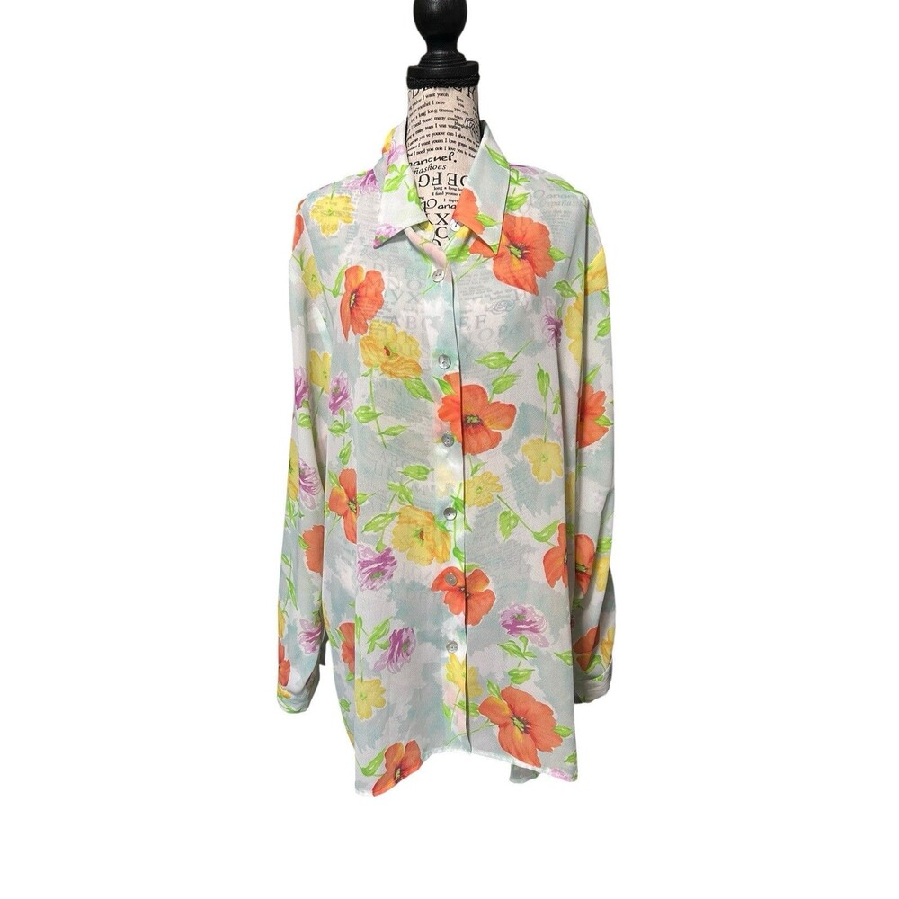 Coldwater Creek  Floral Button Down Whimsical Cottagecore Fairy Plus 3X Romantic